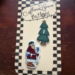 Alma Lynne Vintage Ceramic Christmas Santa And Tree Buttons