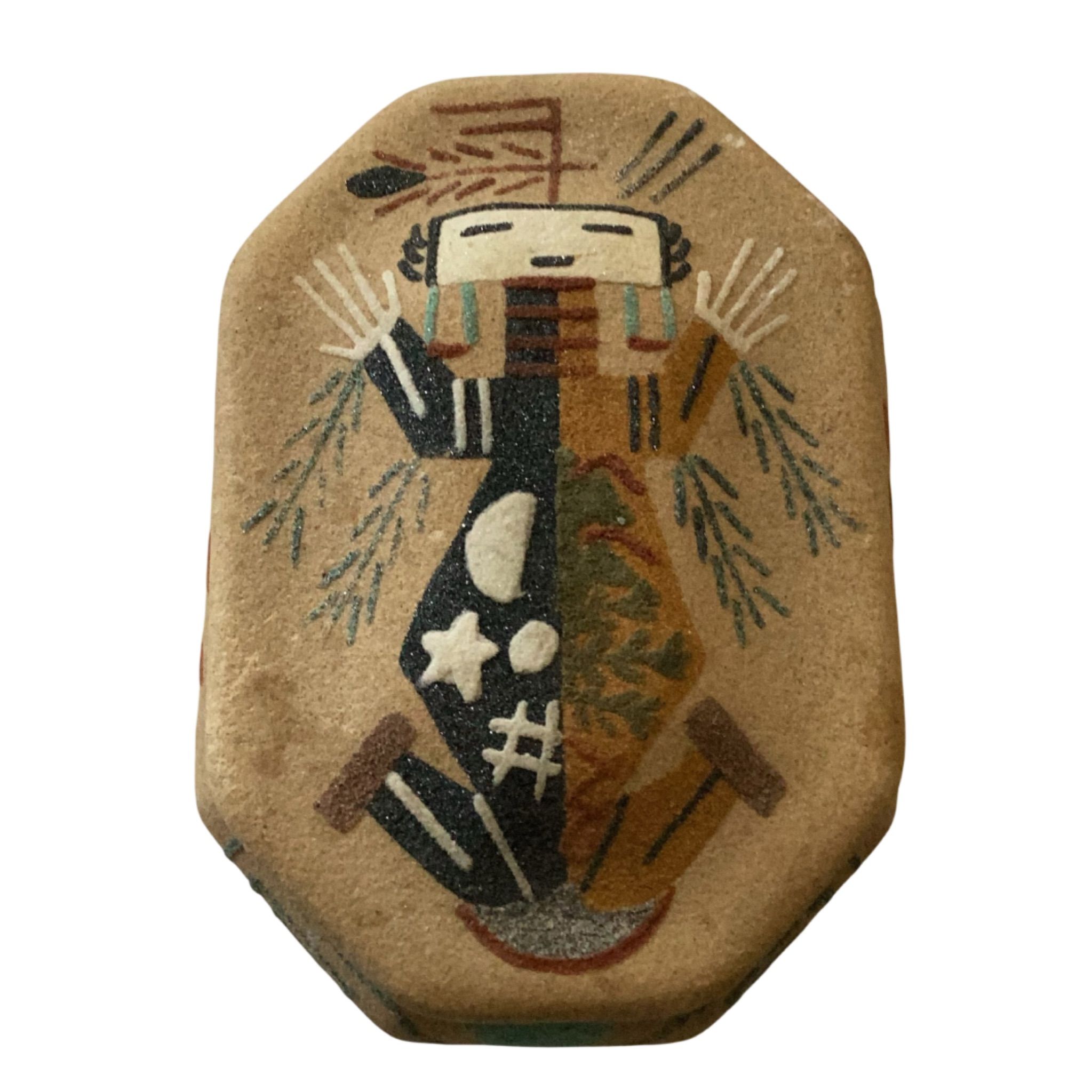 Niknax · Vintage Native American Sand Painted Trinket Box