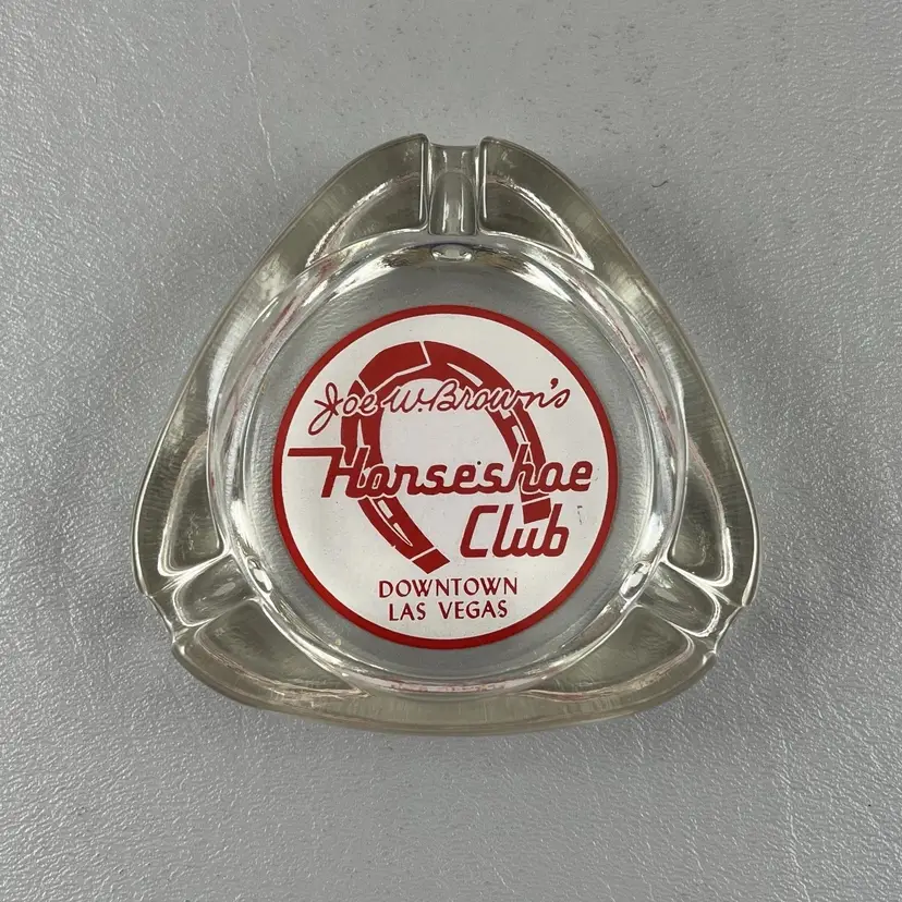 Vintage Joe W Brown’s Horseshoe Club Downtown Las Vegas 3 Slot Glass Ashtray 3"