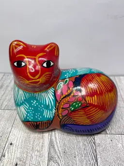 Vintage Talavera Mexican Pottery Cat