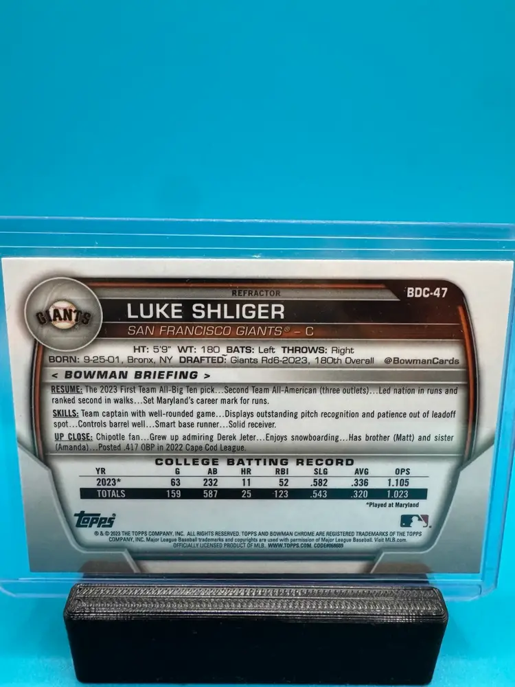 Luke Shliger 1st Bowman Chrome Refractor San Francisco Giants