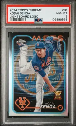 Kodai Senga 2024 Topps Chrome - Lightboard Logo PSA 8