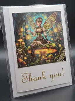 Steampunk Mushroom Fairy Thank You Card