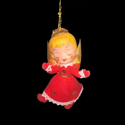 1950’s Or 60’s Flocked Angel Ornament 4”