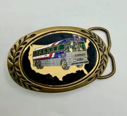 Greyhound Bus Driver Belt Buckle USA Employee 1980s Vintage