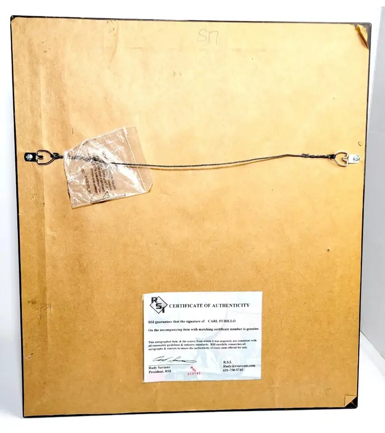 CARL FURILLO MLB AUTOGRAPHED PRINT w COA FRAMED BROOKLYN DODGERS 19x15 VGC!