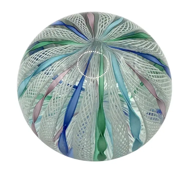 Vintage Fratelli Toso Studios Murano Ribbons & Lattice Glass Paperweight