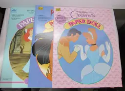 Vintage/New Disney's Pocahantas, Cinderella and 2 Little Mermaid Paper Doll Books