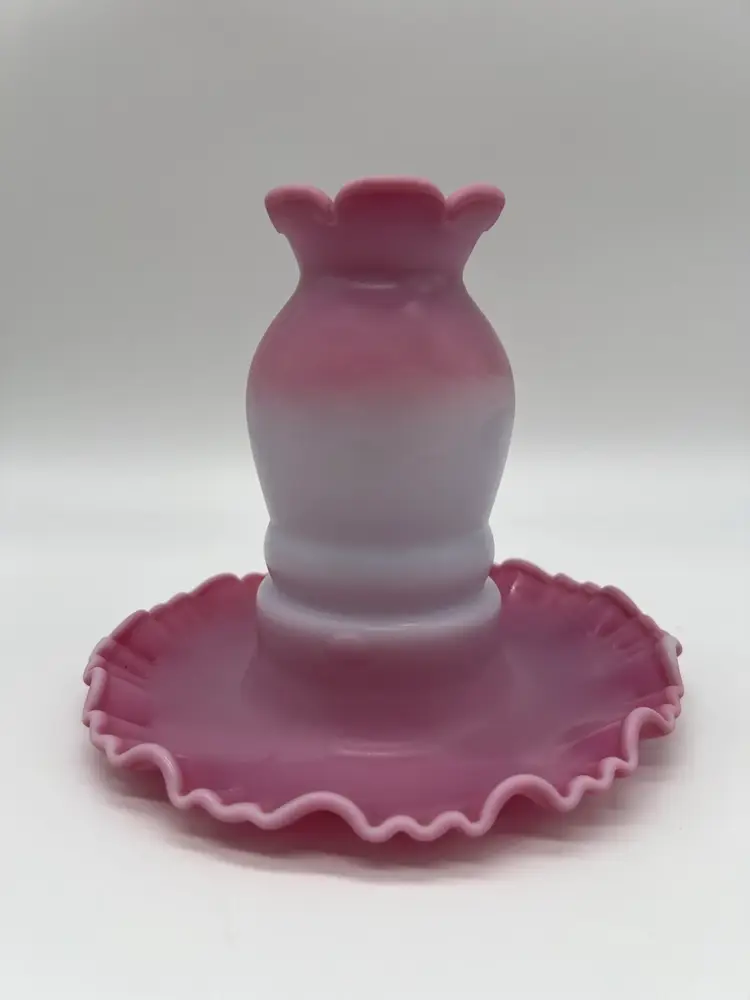 Vintage Fenton Pink Burmese Glass Fairy Lamp