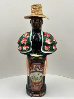 Vintage Rum Jumbie Liqueur Empty Bottle, Decanter Hand Painted St. Maarten Man Cave Decor.