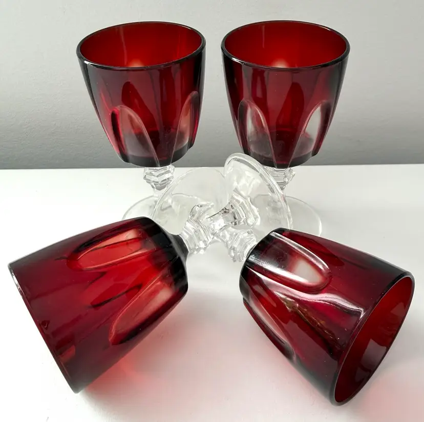Set of 4 Cristal d'Arques Ruby Red Cordial Glasses