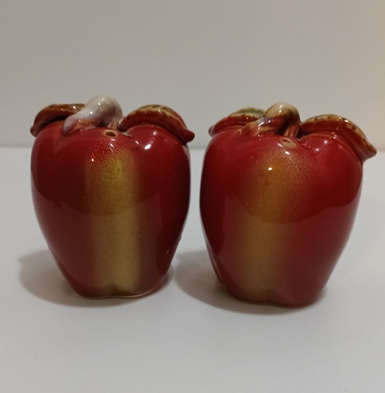 Pair of Stoneware Apple Salt & Pepper Shakers