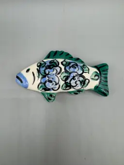 Drawer Pull Ceramic Fish Blue Green Handle Kitchen Cabinet Dresser Door Knob