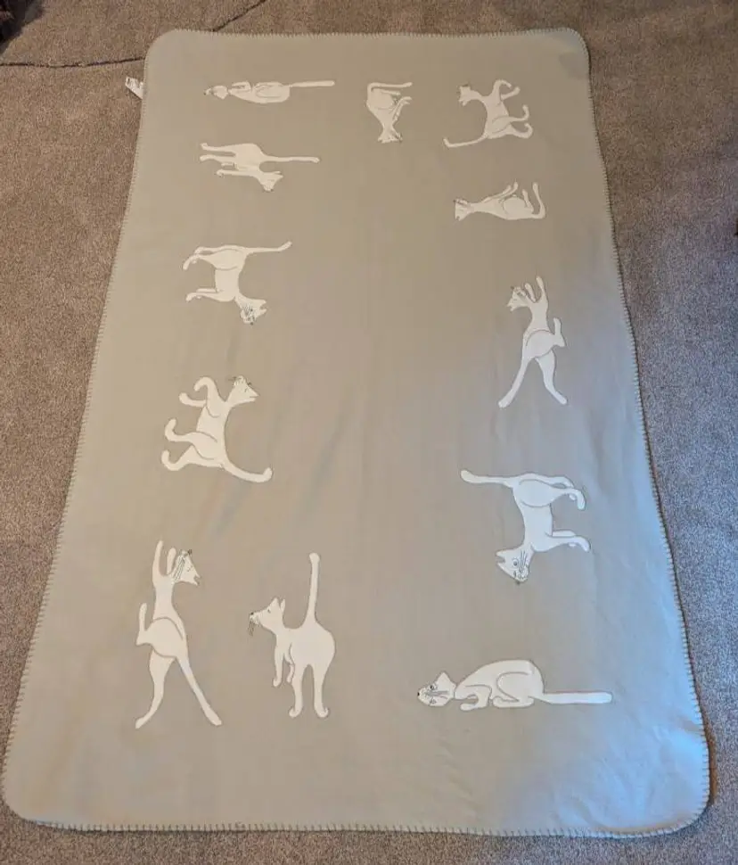 IKEA Cat Lover Bastis Tan Throw Blanket 47" x 79"