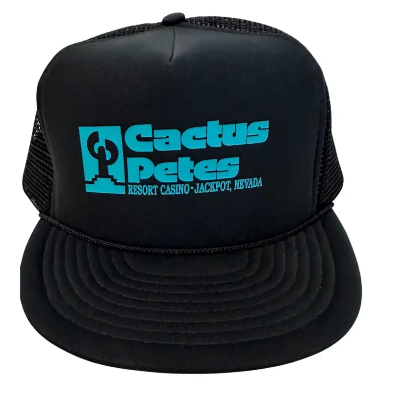 Cactus Pete's Resort Casino Snapback Trucker Hat Black & Teal by Nissin