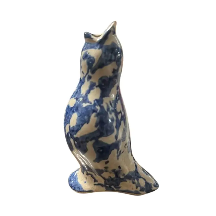 Blue Drip Glaze Pottery Pie Bird