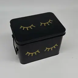 Tin - AQ Organizational Divided Metal Tin Caddy with Hinged Lid & Removable Tray Black