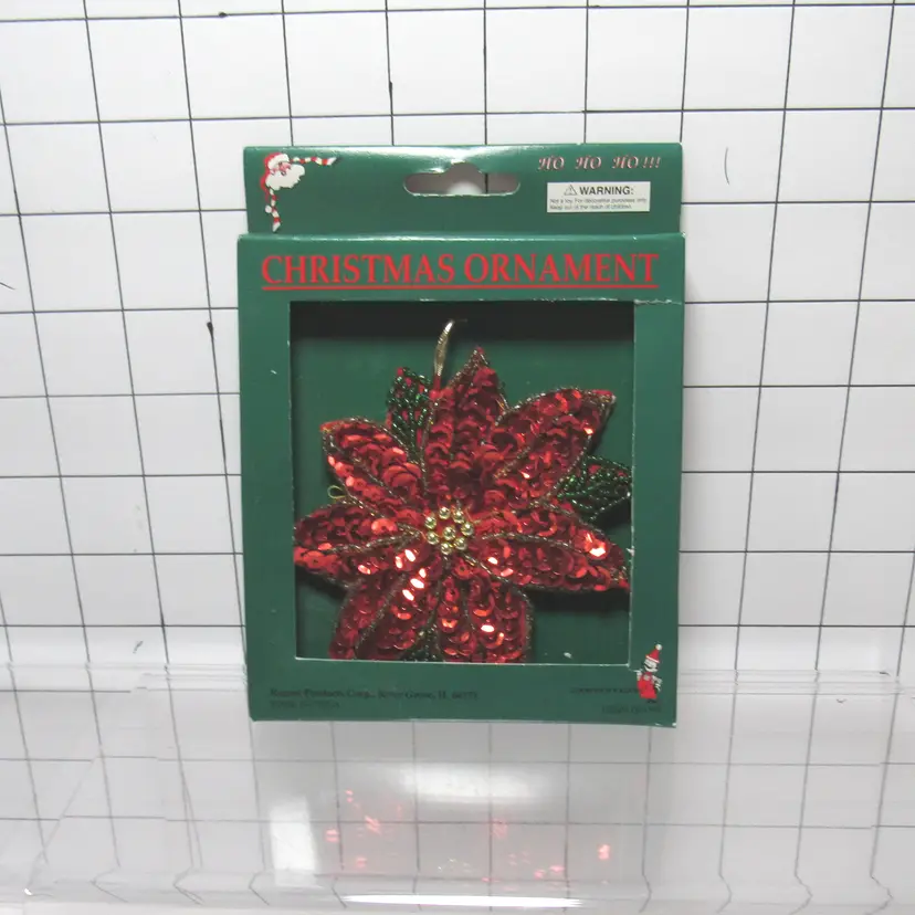 Beaded Poinsettia Christmas Ornament
