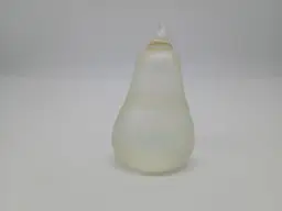 Gary Levay Signed  Pale Yellow Iridescent Art Glass Pear Paperweight Figurine