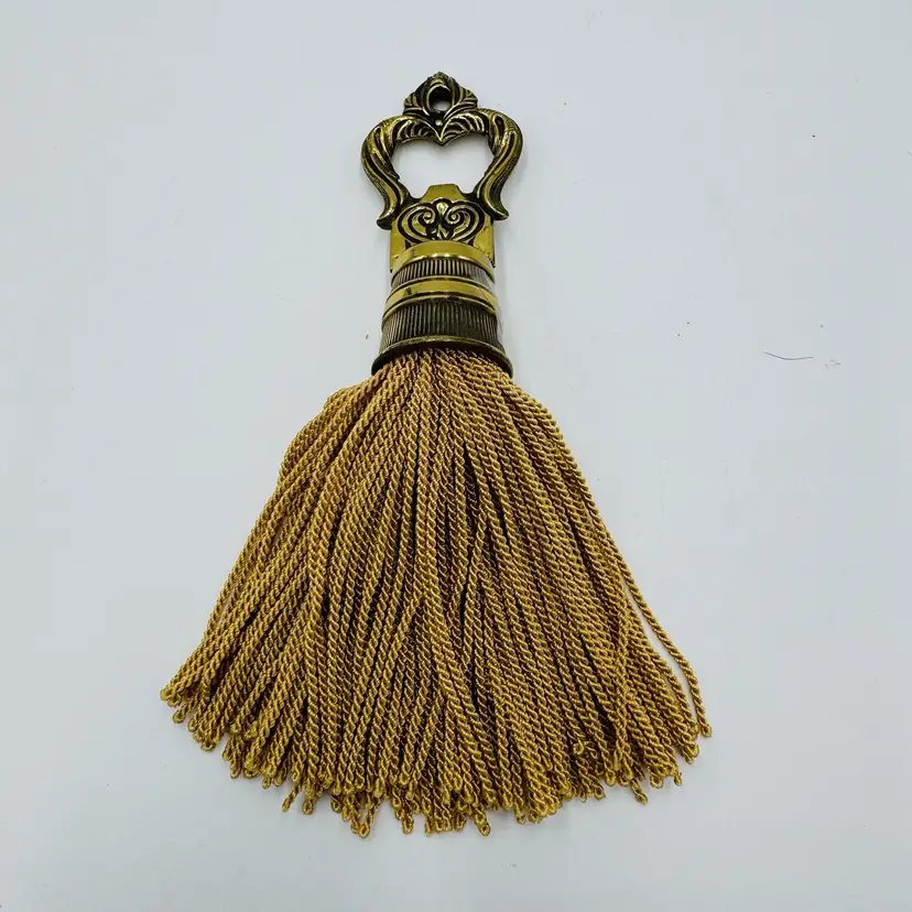Rare MCM Brass Solid Tassel Gold 8” Hollywood Regency Style