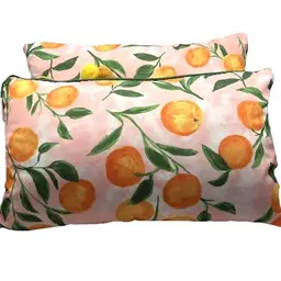 Novogratz Peach Fruit Pillow Set Of 2 Rectangle Pom Zip Water Resistant 20" NEW