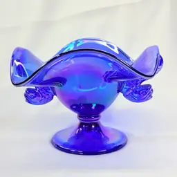 Fenton Dolphin Handled Bowl