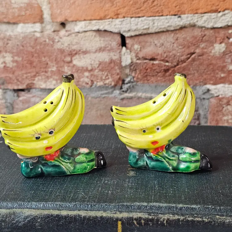 Anthropomorphic Banana Man Salt and Pepper Shakers Made in Japan