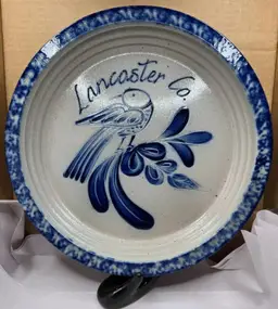 1993 Eldreth Pottery Lancaster Co. Blue Bird Design 11" Plate • NOS • Box/Signed