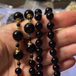 30 Inch Black Glass  Necklace