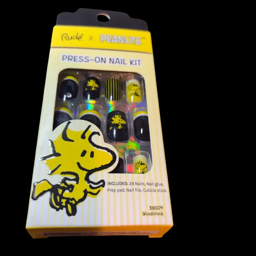 Rude X Peanuts Press On Nail Includes 24 Nails Nail Glue Prep Pad Nail File Cuticle Stick Woodstock