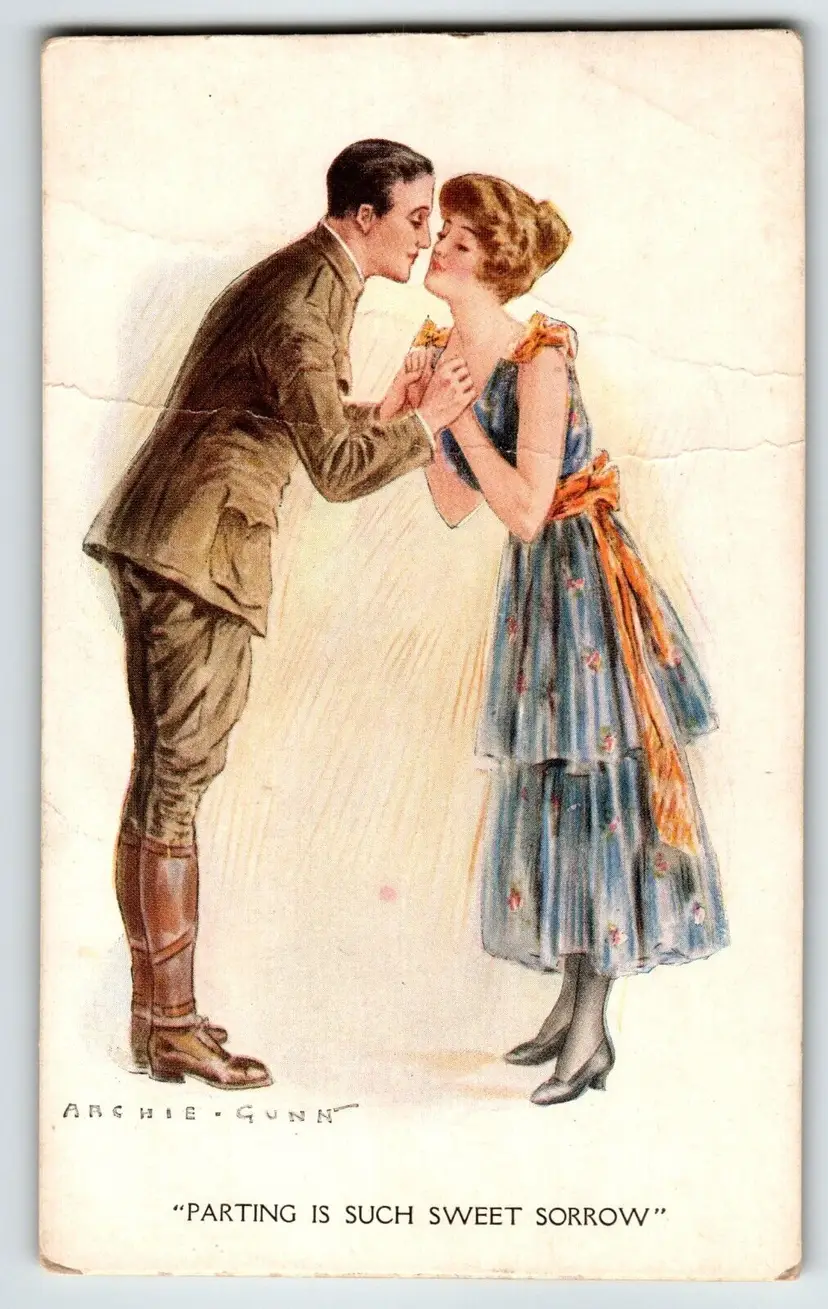 Military Postcard Artist Archie Gunn WWI Army Navy Military Wartime Man & Women