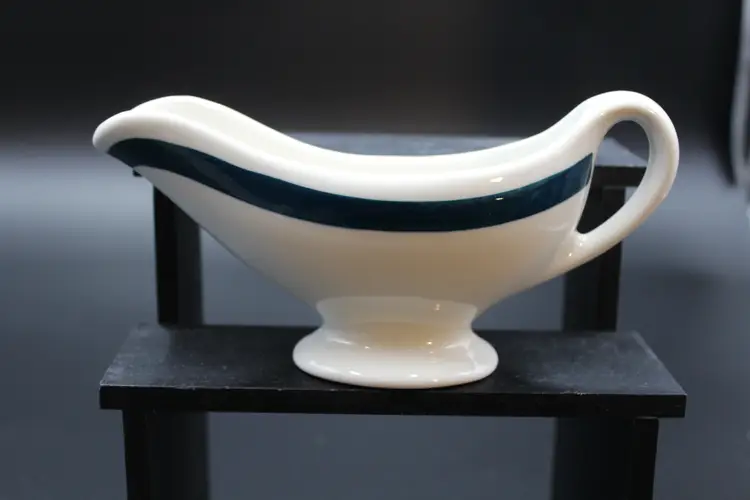 #1 - 1945 Walker Gravy Boat, Diner China Style with think green band