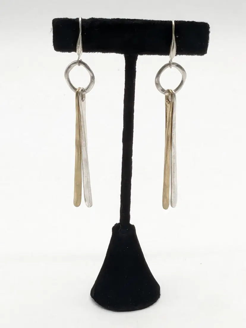 Two-Tone Dangle Earrings Silver and Gold Tone Jewelry
