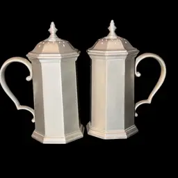 Gorham Octette Pewter 1970s Salt & Pepper Shakers Set Octagon PH57 4.5" Dining