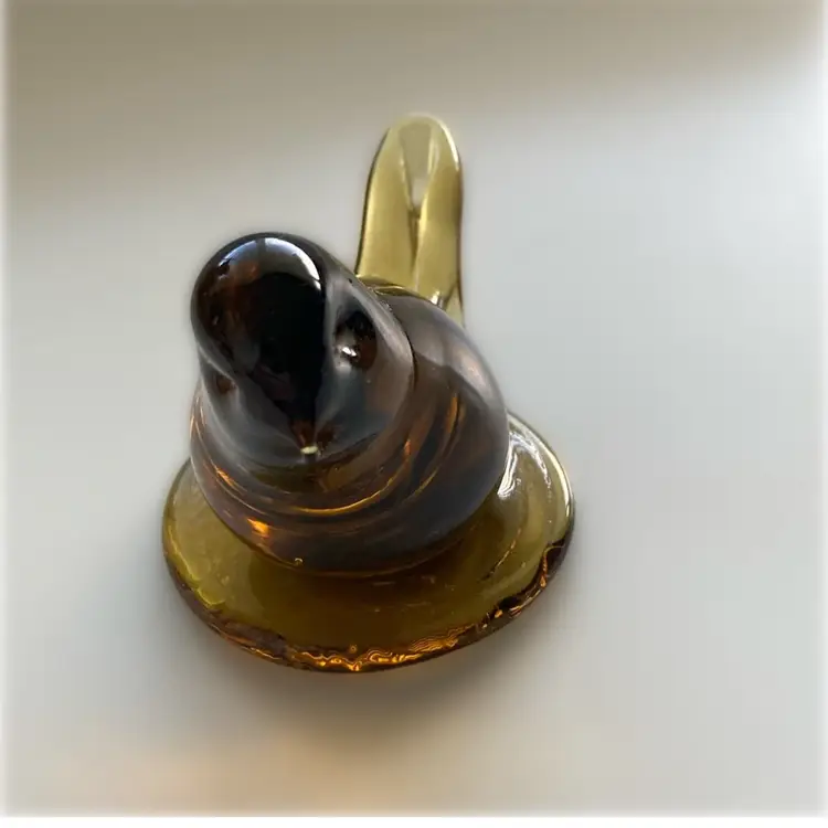 Vintage Amber Glass Bird on Nest