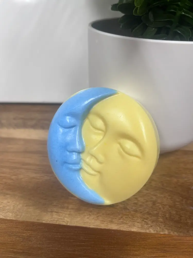 Sleeping Sun and Moon - Decorative 2oz Round Bars - Cruelty Free Goat Milk Citrus Soap - Scented In Yuzu, Bergamot, and Grapefruit
