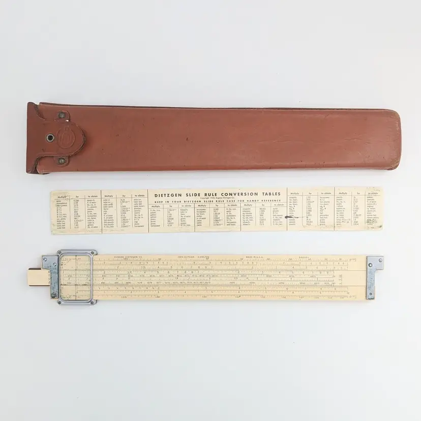 VTG Eugene Dietzgen Co Slide Rule w/ Leather Case Made in USA 566924