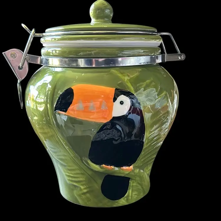 Early Bird Special: Boston Warehouse Toucan Bird Hinged Jar 5.5”x 6” x 3”