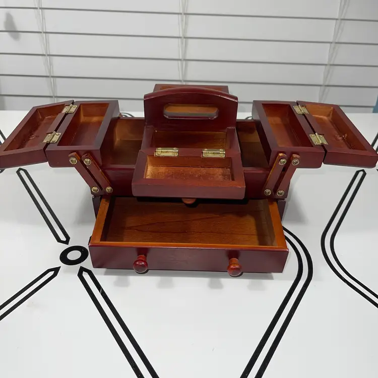 Miniature Singer Wooden Sewing or Jewelry Box w/ Drawers & Compartments