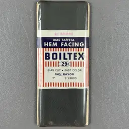 New Vintage Boiltex Hem Facing Bias Taffeta  Rayon 2" / 3 Yards #27 Smoke / Gray