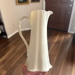 Vintage Bisque Unglazed Scalloped Pitcher