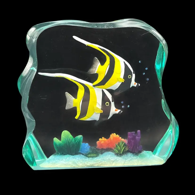 Dakin Wyland Colorful Reef Moorish Idol Fish Acrylic Paperweight Number #756