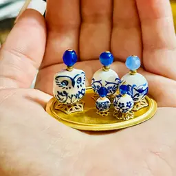 HAND MADE Six-Piece Set in 1:6 Scale Miniature Dollhouse Perfume Bottles Jars Vanity Set