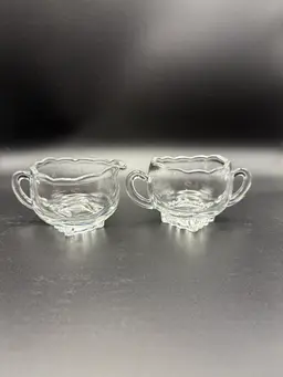 Mini Clear Cream And Sugar Set. Possibly Viking Glass
