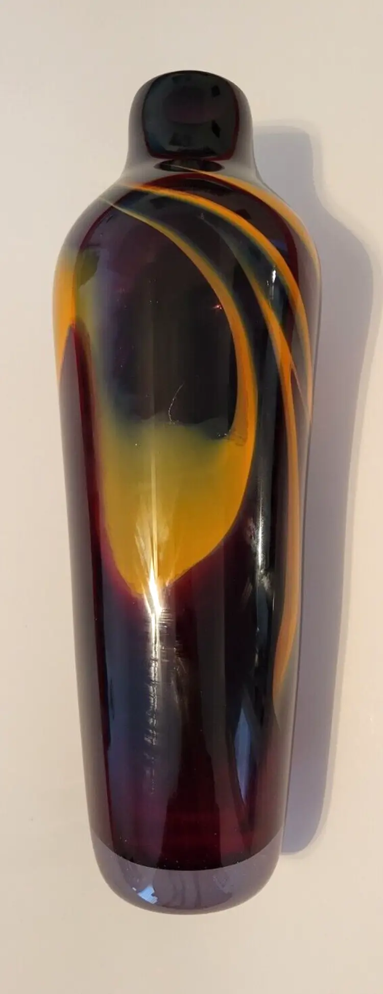 12.5 Inch Hand Blown Glass Vase Signed Suzanne Kindland Icefire Studios