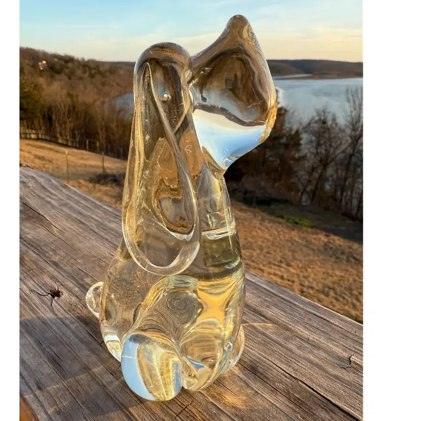 Art Glass Basset Hound Dog Figurine Paperweight