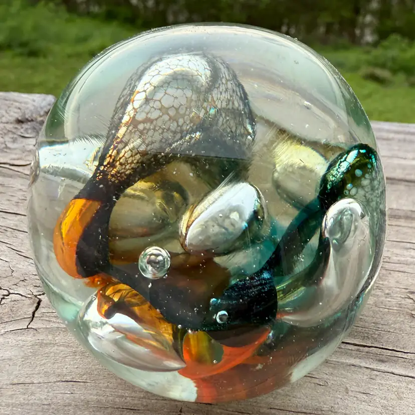 Rollin Karg Signed Art Glass Paperweight