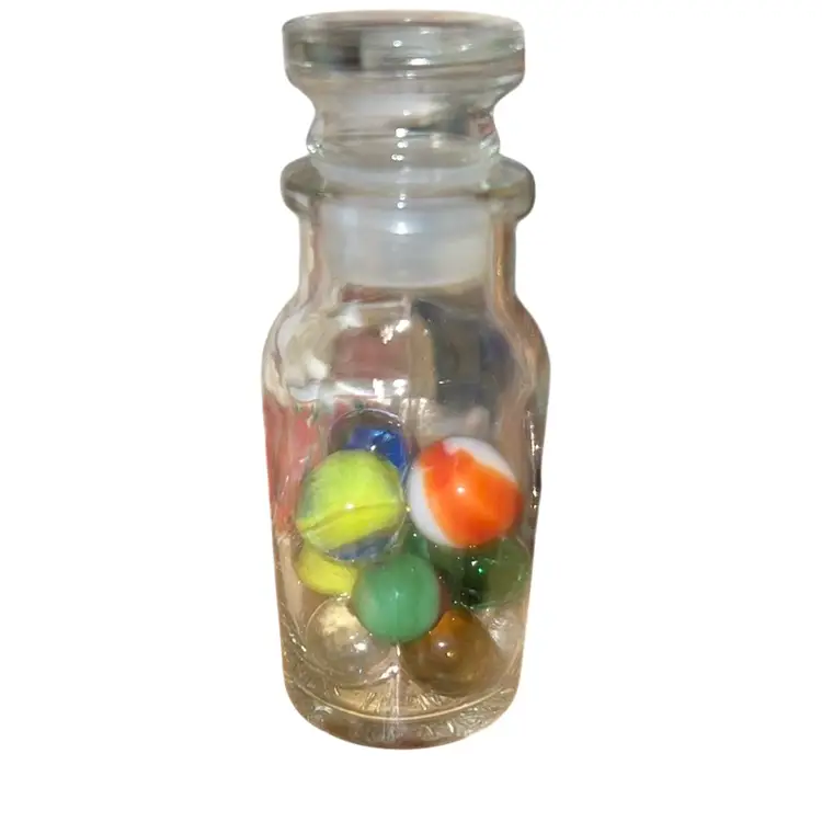 Mini Japan Glass Apothecary Jar w/ Vintage Marbles That glow!