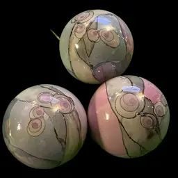 Frederick Frances-3 Hand Painted Abstract Christmas Ornament 1984 Signed 3"