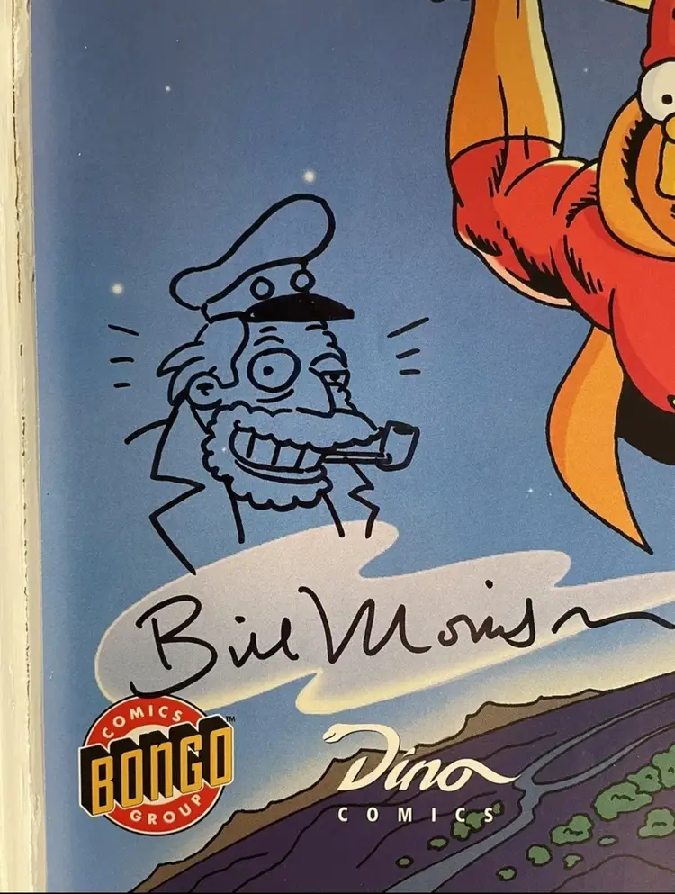 Bill Morrison Signed & Sketched Foreign Bongo Comics Poster